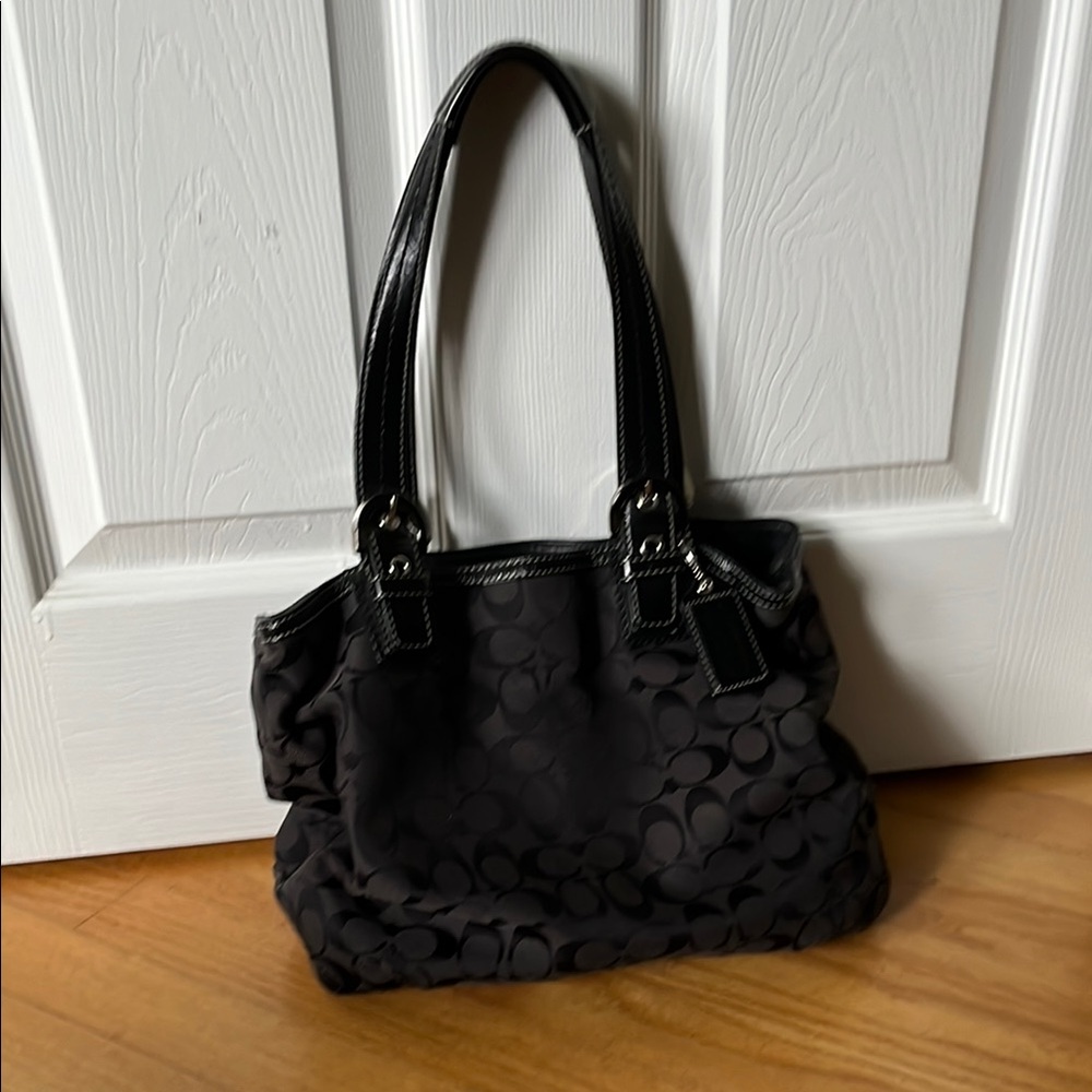 Coach Black Shoulder Bag with Textured Finish